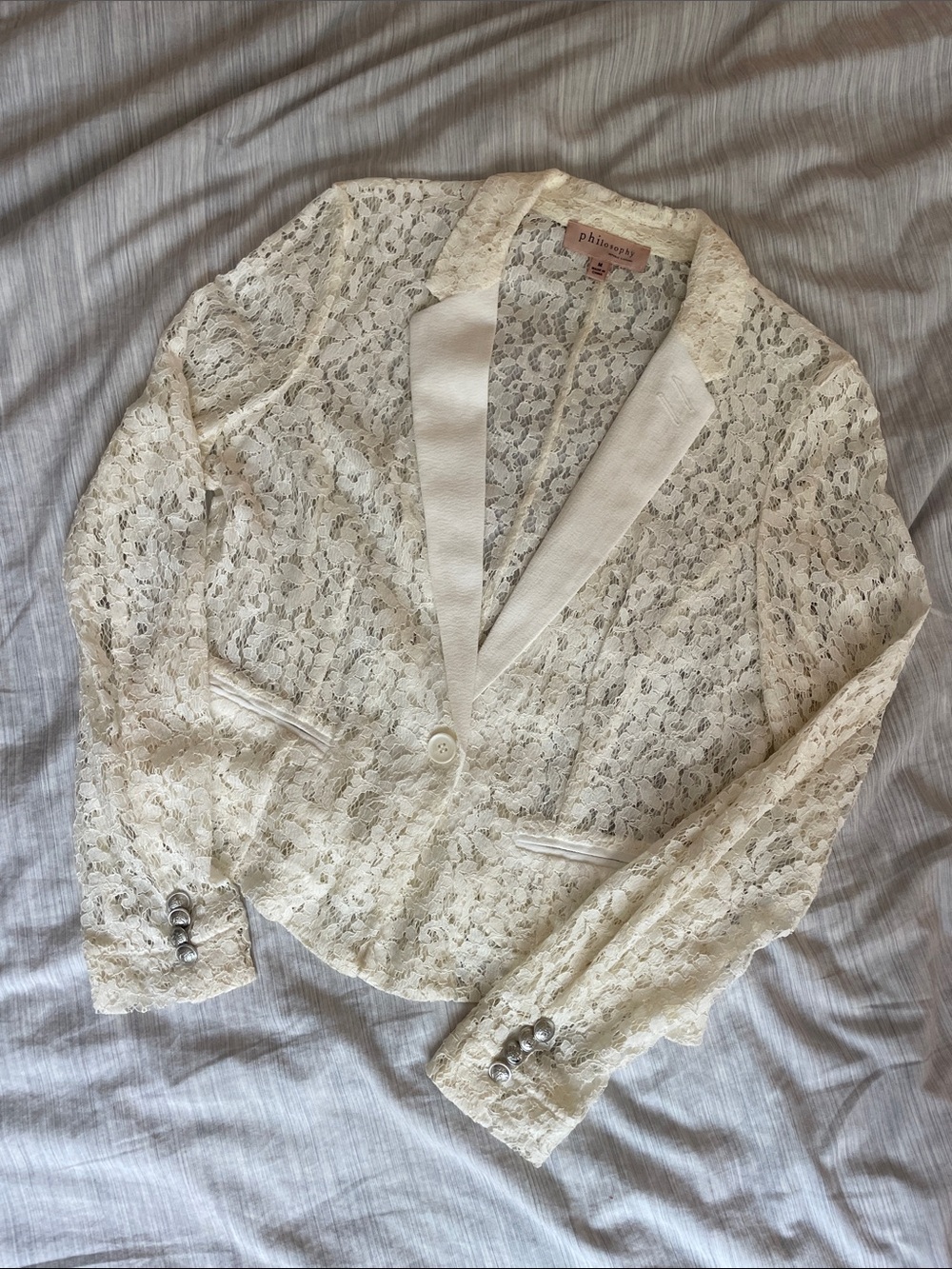 Philosophy Lace Ivory Single-Button Blazer
